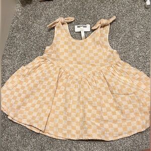 Baby girl Peach Check Tie-Shoulder Dress